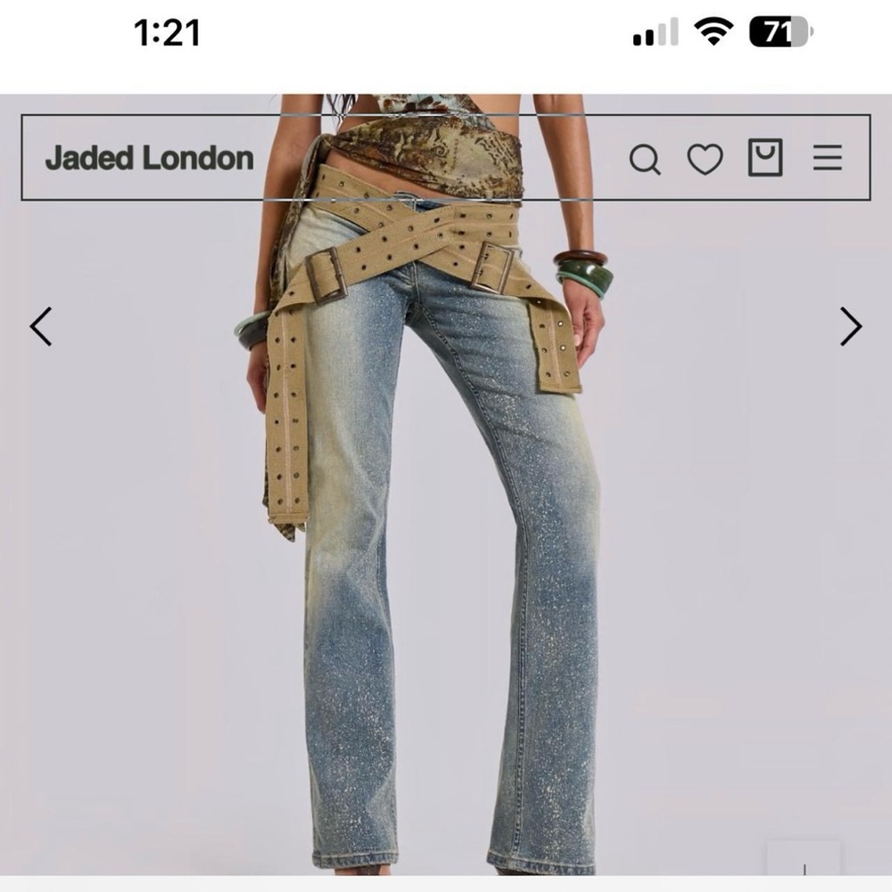 Jaded London Distressed Blue Flare Jeans